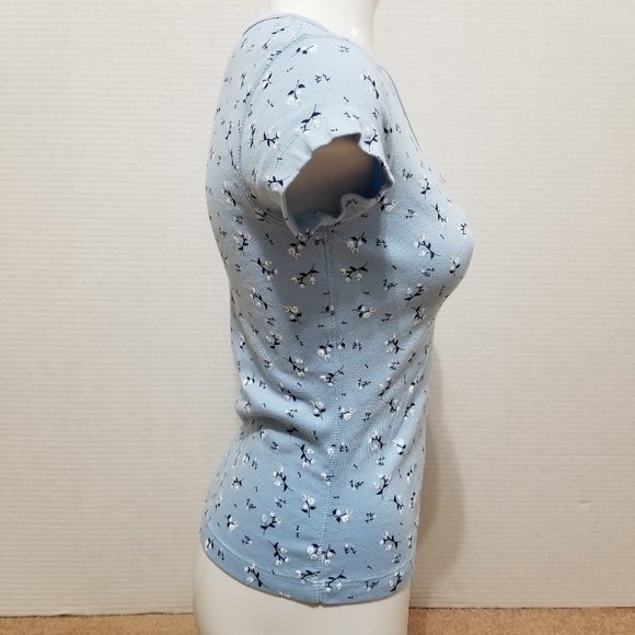 OCI top Large floral print v-neck ruched bust stretch Y2K - Picture 4 of 9